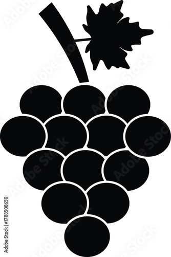 Grape bunch silhouette vector illustration of vineyard fruit cluster black grapes icon for winery wine Label and organic farming design