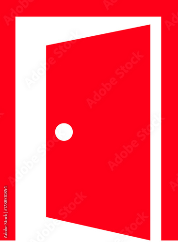 Door icon. Open, close door. Doors collection. Opened entrance door set flat style - Vector Illustration !