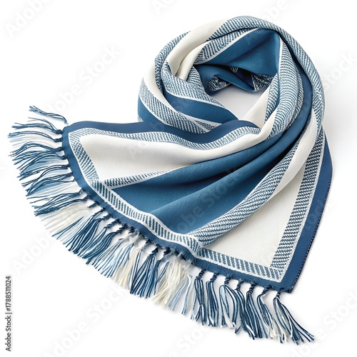 A neckerchief with blue stripes on a white background