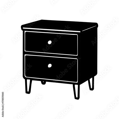 Illustration of a bedside table with two drawers on transparent background