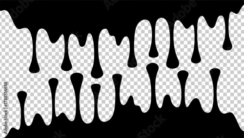 Wavy black ink illustration. Black ink drip illustration. Abstract black ink drip on transparent background. Black ink splash illustration. Stylish dripping ink effect illustration