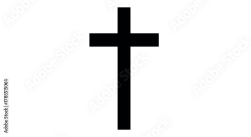 Simple black christian cross symbol isolated on a white background.