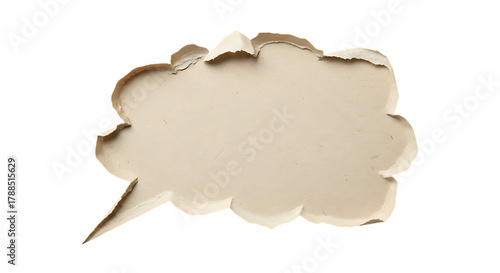Speech Bubble Made of Torn Paper with Rough Edges, for Messages or Design