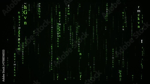 Green Digital Matrix Code Rain Falling Data Stream Background