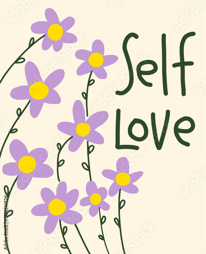 Blooming Self Love Affirmation Purple Floral