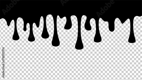 Wavy black ink illustration. Black ink drip illustration. Abstract black ink drip on transparent background. Black ink splash illustration. Stylish dripping ink effect illustration