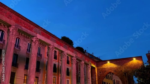 Street at night. Walking the streets at night. Milan, Italy.