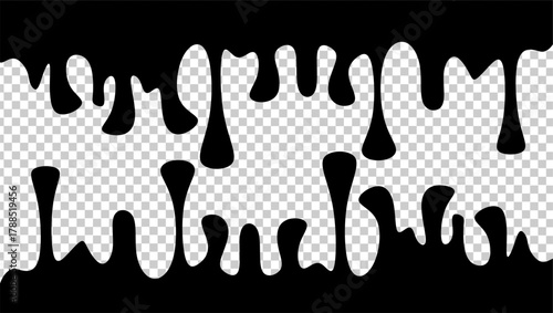 Wavy black ink illustration. Black ink drip illustration. Abstract black ink drip on transparent background. Black ink splash illustration. Stylish dripping ink effect illustration