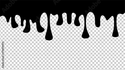 Wavy black ink illustration. Black ink drip illustration. Abstract black ink drip on transparent background. Black ink splash illustration. Stylish dripping ink effect illustration