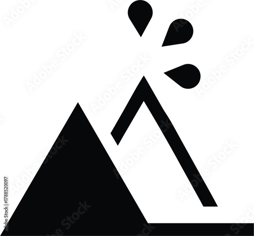 Illustration of a Stylized Volcano Erupting with Molten Lava Flowing Downward