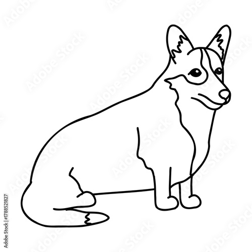 Hand drawn vector doodle set with corgi dog