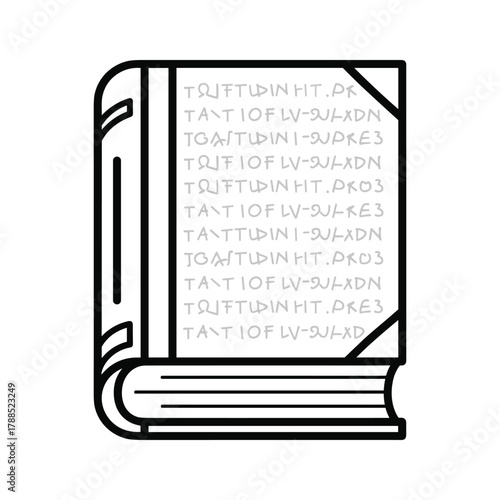 Closed book line art with text