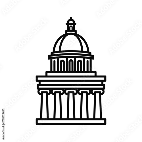 Government building with dome and columns icon