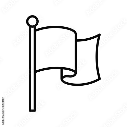 Outline illustration of a waving flag on a flagpole