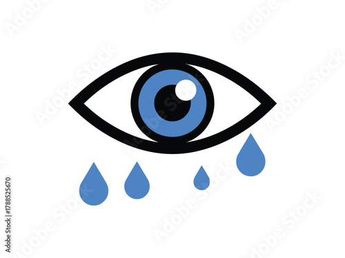 Blue eye with tears conveys sadness, grief, or emotional distress in a simple yet impactful visual representation