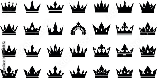 Crown royal icon set Vector
