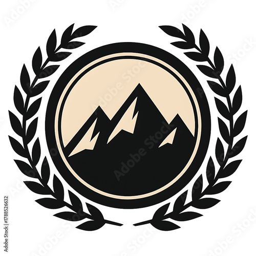 Golden vector illustration of the Coat of Arms of Ukraine featuring a laurel wreath and olive branches, symbolizing award and triumph