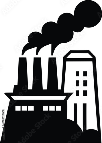 unique Geothermal plant icon silhouette