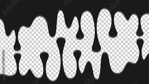 Wavy black ink illustration. Black ink drip illustration. Abstract black ink drip on transparent background. Black ink splash illustration. Stylish dripping ink effect illustration