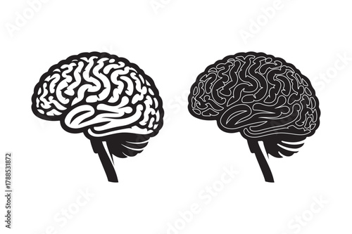 Two stylized human brain illustrations side by side
