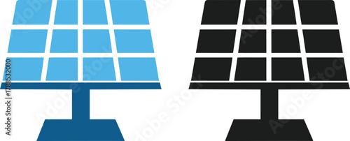 unique Solar panel icon silhouette