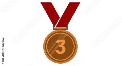 Bronze Medal Icon Representing Third Place Achievement and Recognition