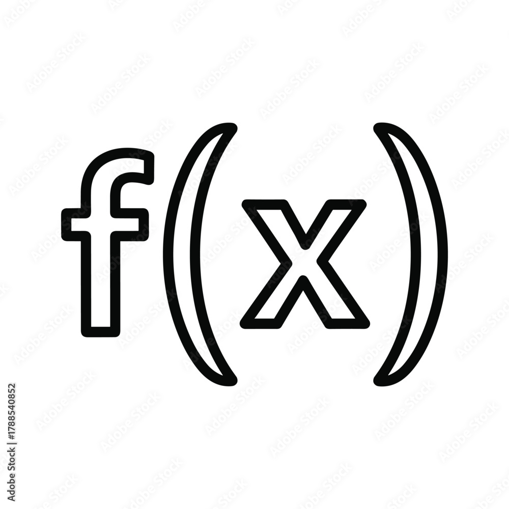 Fototapeta premium Function notation fx in a simple outline style