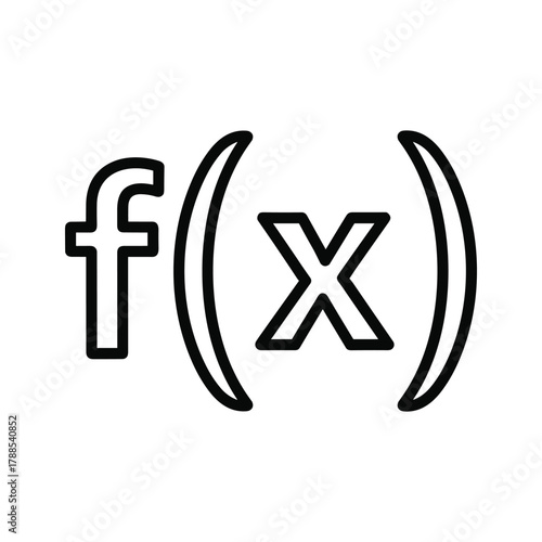 Function notation fx in a simple outline style