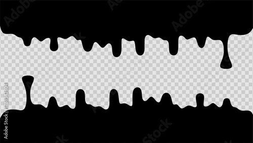 Wavy black ink illustration. Black ink drip illustration. Abstract black ink drip on transparent background. Black ink splash illustration. Stylish dripping ink effect illustration