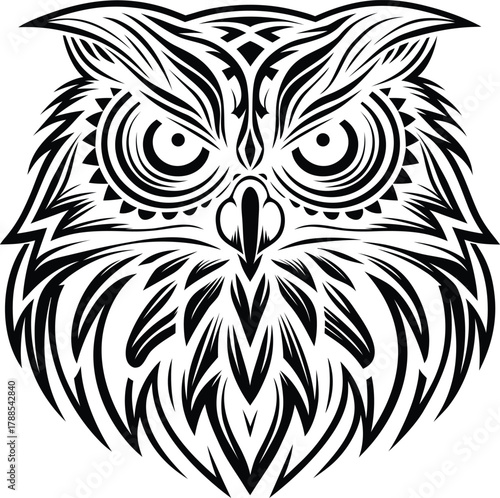 owl head vectyor art illustration