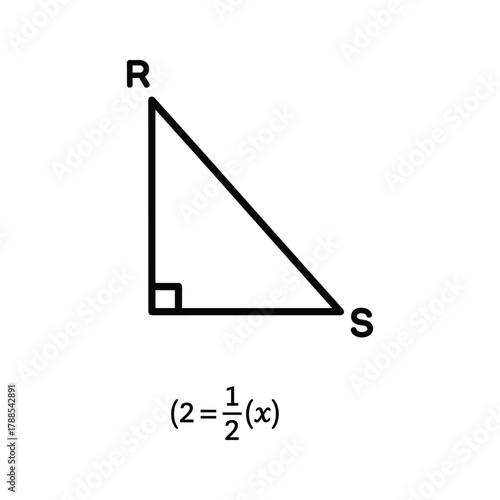 Right triangle with labeled vertices and equation