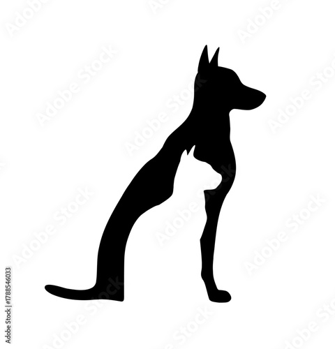 Pet shop and veterinary clinic logo. Dog and cat silhouettes. Vector illustration