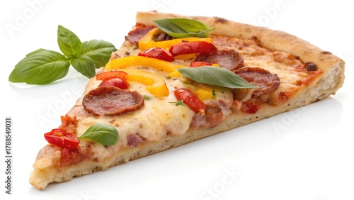 Gourmet Pepperoni and Vegetable Pizza Slice