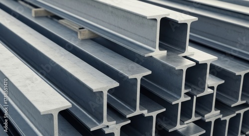 Stack of steel i beams ready for construction projects