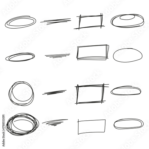 Obraz na płótnie Ensemble de cercles dessinés à la main