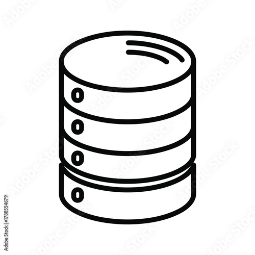 Database icon, data storage symbol, information technology concept, clean design
