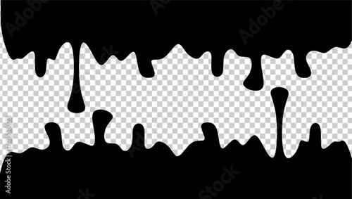 Wavy black ink illustration. Black ink drip illustration. Abstract black ink drip on transparent background. Black ink splash illustration. Stylish dripping ink effect illustration