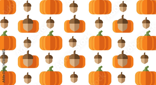 Autumn Harvest Seamless Pattern Pumpkins and Acorns Fall Background american football