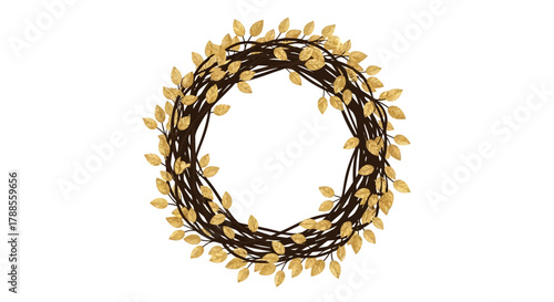 Autumnal Golden Leaf Wreath on White Background Elegant Fall Decoration american football