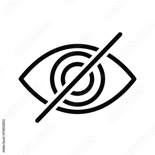 Stylized eye symbol with a diagonal line crossing it, indicating no vision or blindness