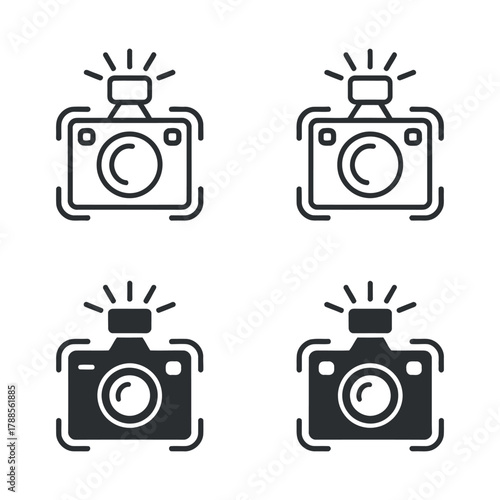 Set of camera icon flat style photograph gadget equipment symbol vector illustration clean composition isolated and high quality