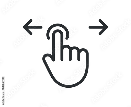 Swipe left or right gesture on a screen vector hand finger icon graphic symbol isolated on white background 120 characters