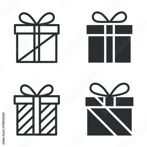 Gift box present design vector collection of elements isolated on transparent background with simple style graphic 120 char