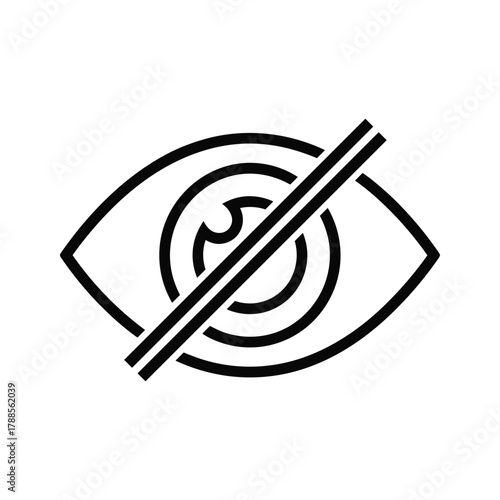 Eye symbol with a diagonal line across it, indicating no vision or blindness