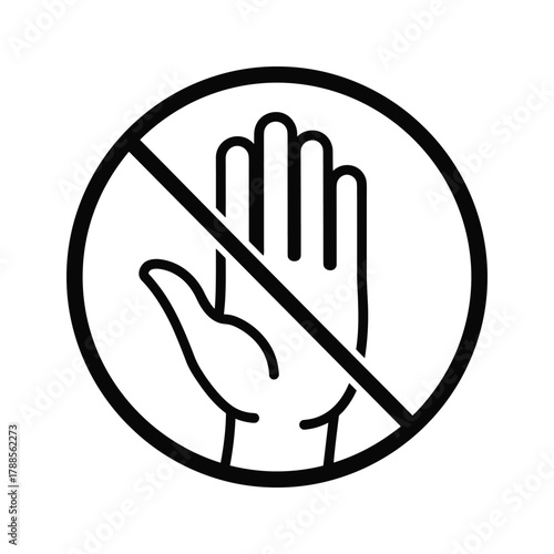 No entry symbol with hand icon