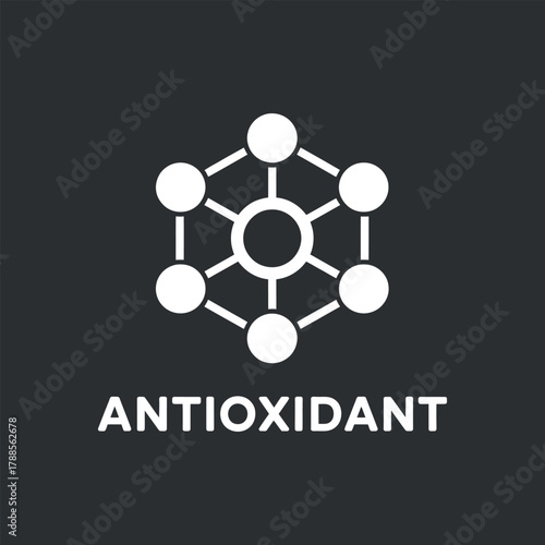 Antioxidant molecular structure vector icon sign symbol for healthy food labels products skincare medical healthcare and dietary supplements