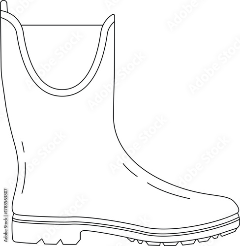Rain Boots Outline Icon Illustration on White Background