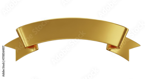  Shimmering Golden Curved Ribbon on a transparent background PNG image for New Year holiday