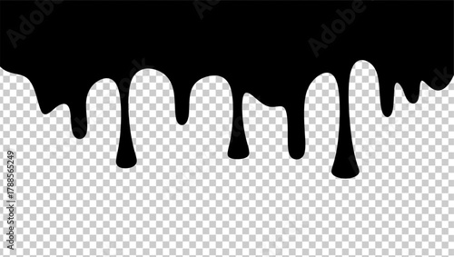 Wavy black ink illustration. Black ink drip illustration. Abstract black ink drip on transparent background. Black ink splash illustration. Stylish dripping ink effect illustration
