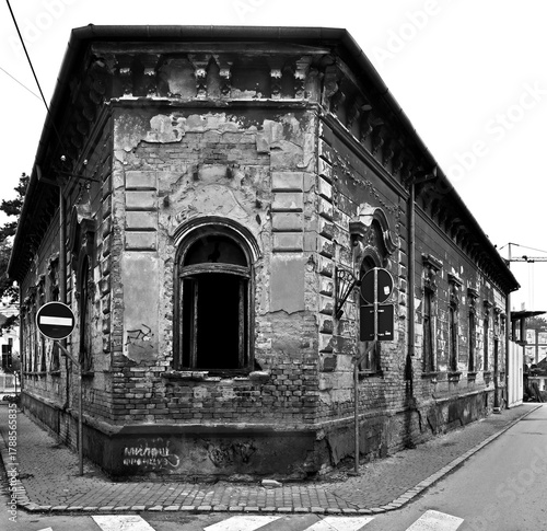 19 century building abandoned and in ruins.